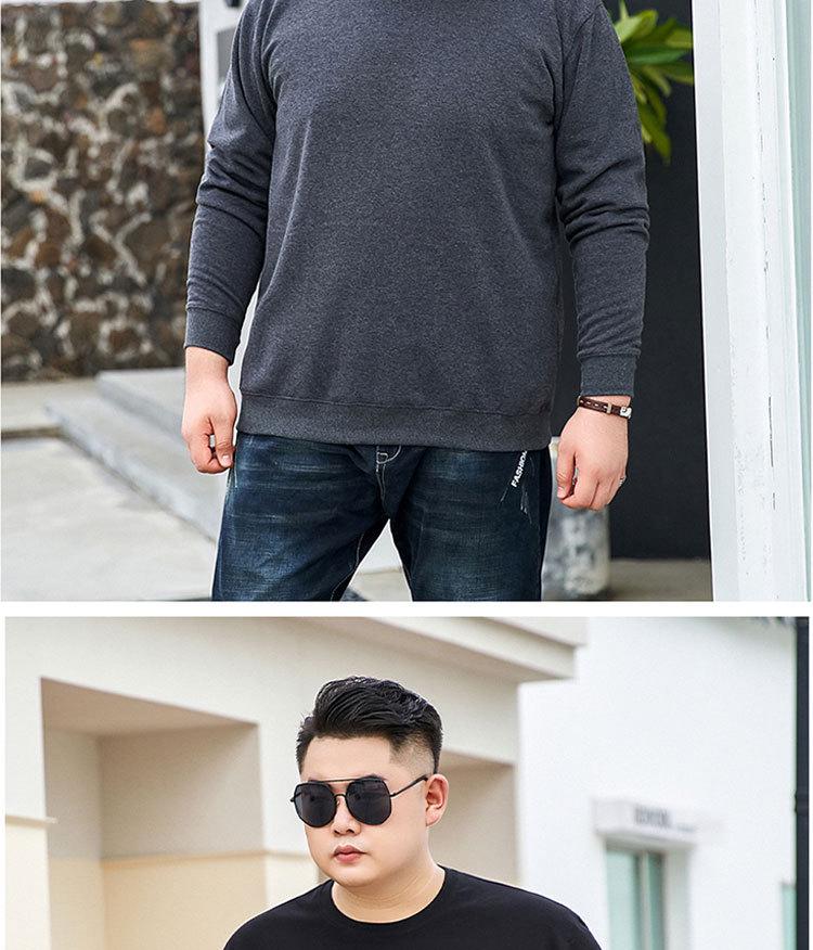 Plus Size Men's Velvet Sweatshirt: Loose Fit, Short Sleeve, Trendy Crew Neck