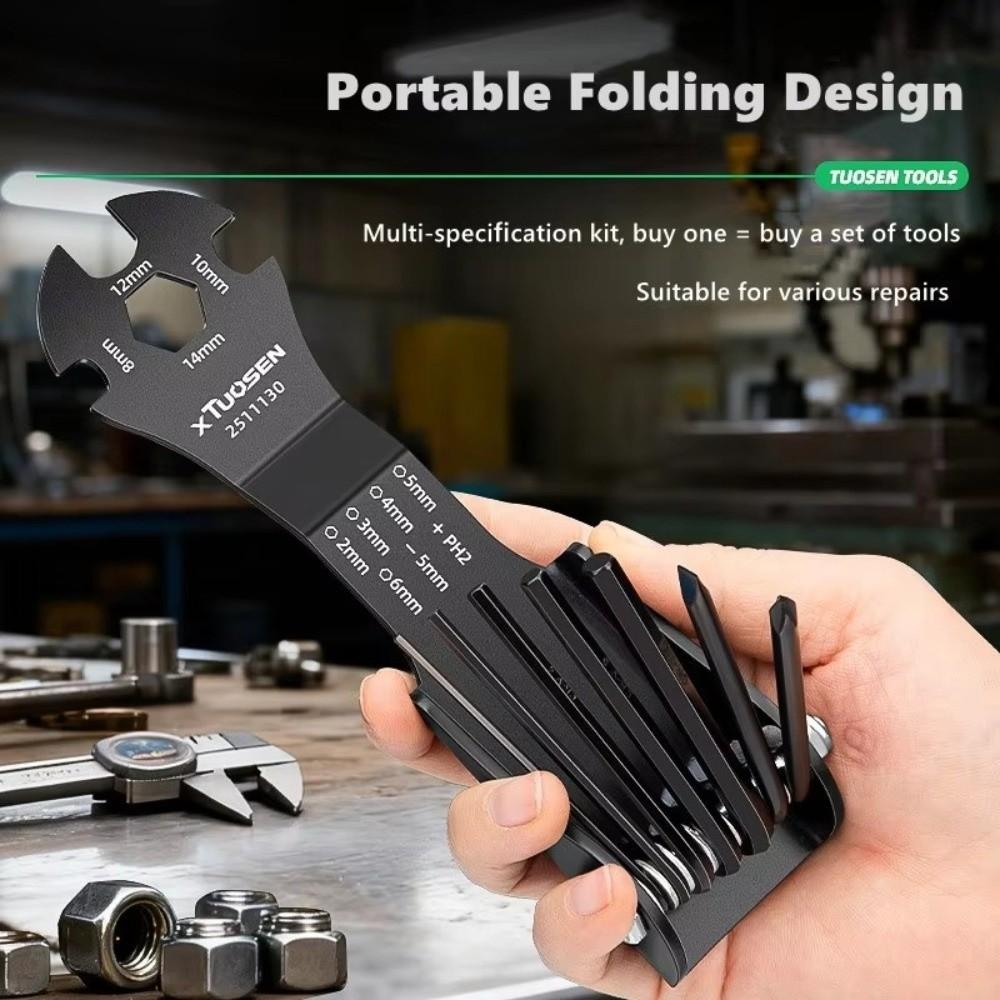 11-in-1 Bicycle Repair Tool Folding Multi Function Multi Repair Tool Kit Carbon steel Screwdrivers Multi-Function Tool Set