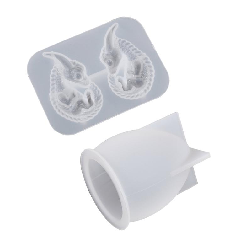 3D Drachenei Licht Harzform, Drachen Silikonform Set Holz Lichtbasis Epoxid Gussform für Tischlampe Heimdeko