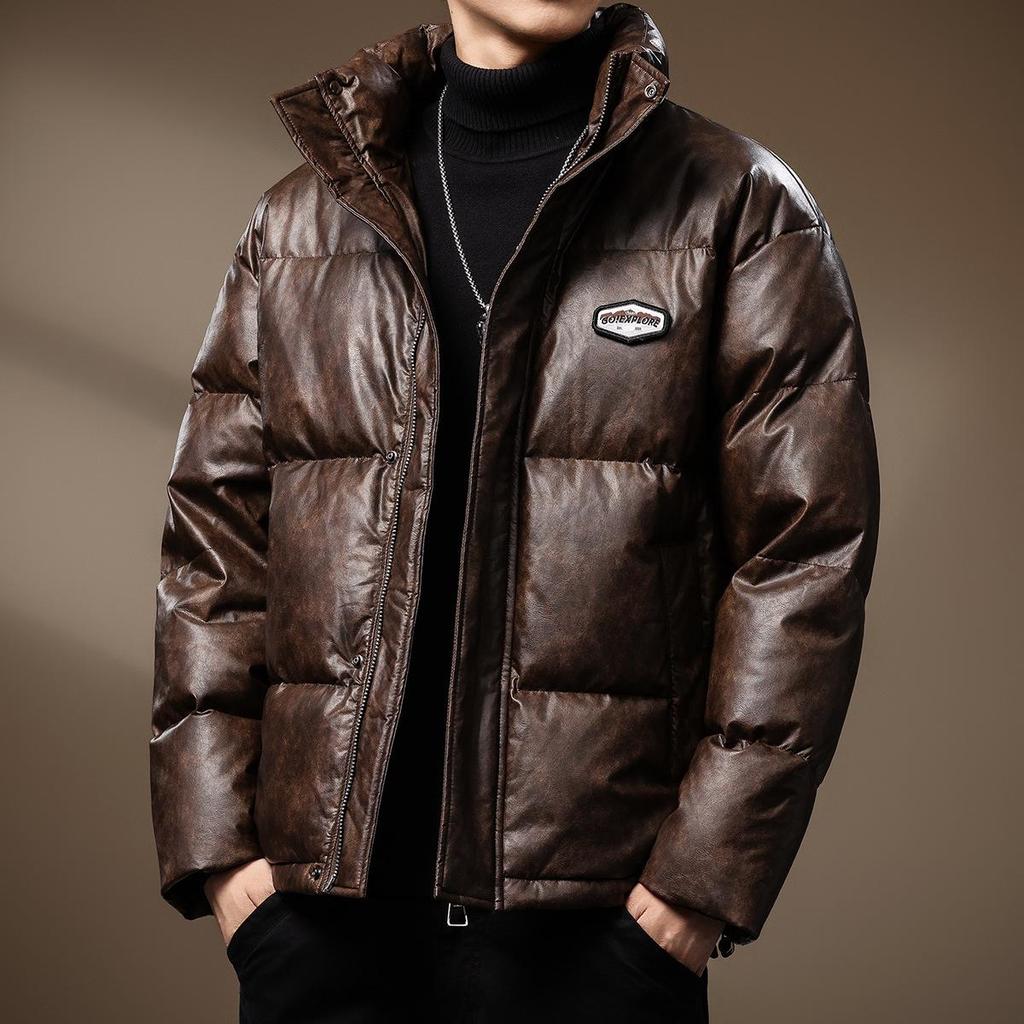 Men's Premium 90% Duck Down Leather Winter Jacket 2024 - Loose, Warm, Outdoor Casual Plus Size Coat