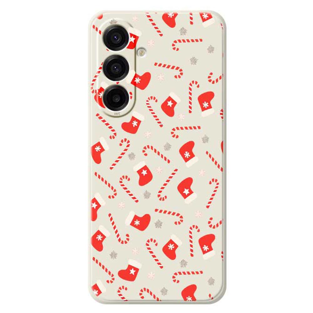 For Samsung Galaxy A17 5G Case Red Canes and Stockings Pattern Printing Straight Edge TPU Phone Back Cover