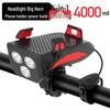 GEETHA Multifunctional Bicycle Light Phone Holder with Horn & Power Bank