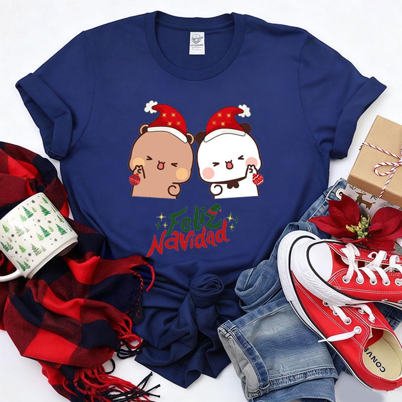 Joyeux Noël Mignon Bubu Dudu Graphiques Dessin Animé T-shirt Populaire Fête de Fête Unisexe Coton T-shirts Tendance Drôle Chemise de Noël