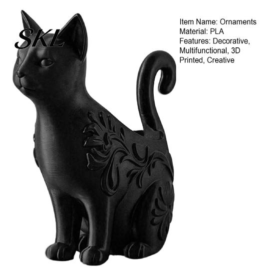 Retro Black Cat Incense Holder 3D Printed Figurines, Multi-purpose Mini Flower Matte Storage Tube Pot, Desktop Organizer for Home Decor & Lovers