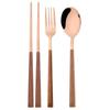 3Pcs/Set Fork Spoon Chopsticks Cutlery Set Wood Handle Dinnerware Stainless Steel Tableware Western Kitchen Flatware