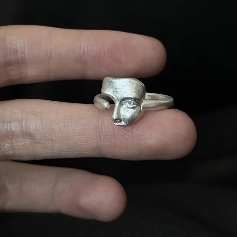 Creative Mystical Masked Face Open Rings For Women Men Goth Style Personality Adjustable Rings Jewelry Gift