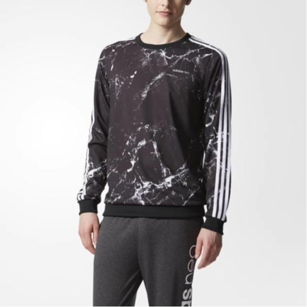 adidas Sports Casual Crew Neck Pullover Long Sleeve Sweatshirt Men Sweatshirt Black BQ6809