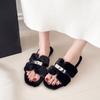 Comfortable Princess Thick-bottomed Fluffy Slippers Women's Autumn and Winter High-end Outer Wear 2025 New Indoor Home One-word Cotton Mop