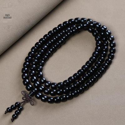 Bracciale con Perle di Zitan Ebano Sandalo - Rosario Buddista in Legno da 108 Perle per Uomo e Donna