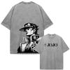 52. Gewaschenes T-Shirt Japan Anime JoJo's Bizarre Adventure Giorno Giovanna Vintage Gewaschenes T-Shirt Herrenbekleidung Mode Lässig Kurze Ärmel T-Shirt Oversize