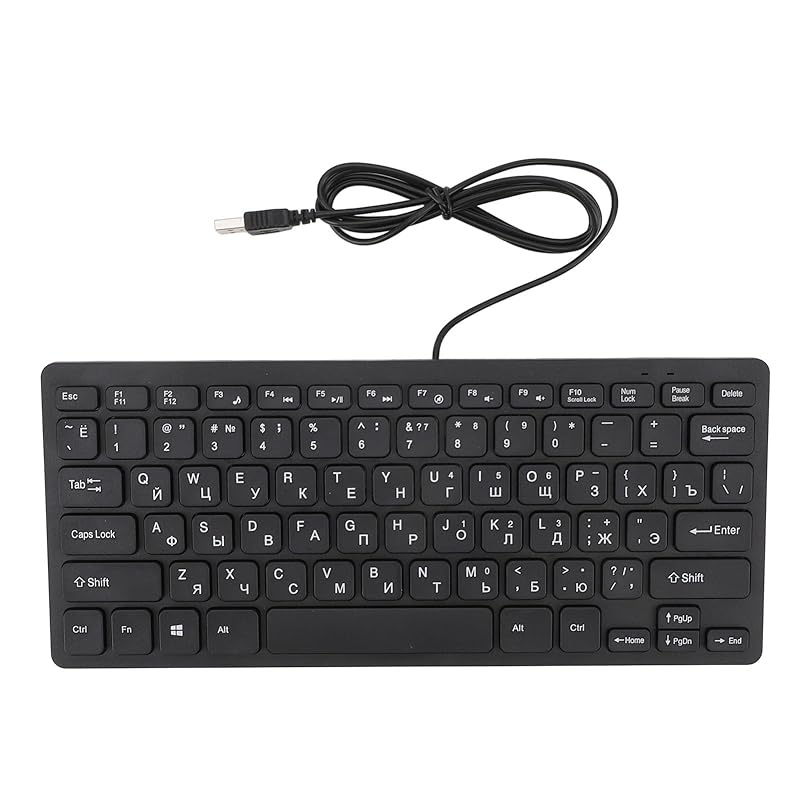 

language keyboard, QWERTY layout USB Wired Compact Keyboard Ultra Slim Ergonomic Button Keyboard Computer Desktop PC for (Russia)