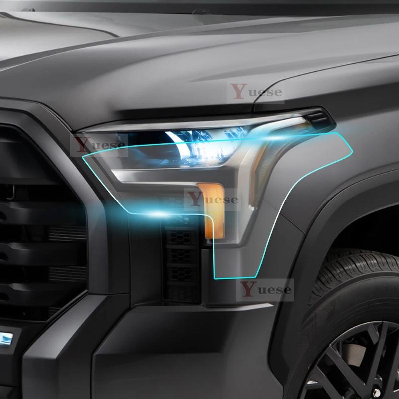 For Toyota Tundra -2024 2 Pcs Car Headlight Protective Film Transparent Smoked Black TPU Sticker