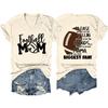 Summer new Vneck Tshirt Football Mom print loose casual shortsleeved top ladies all fashion pullover