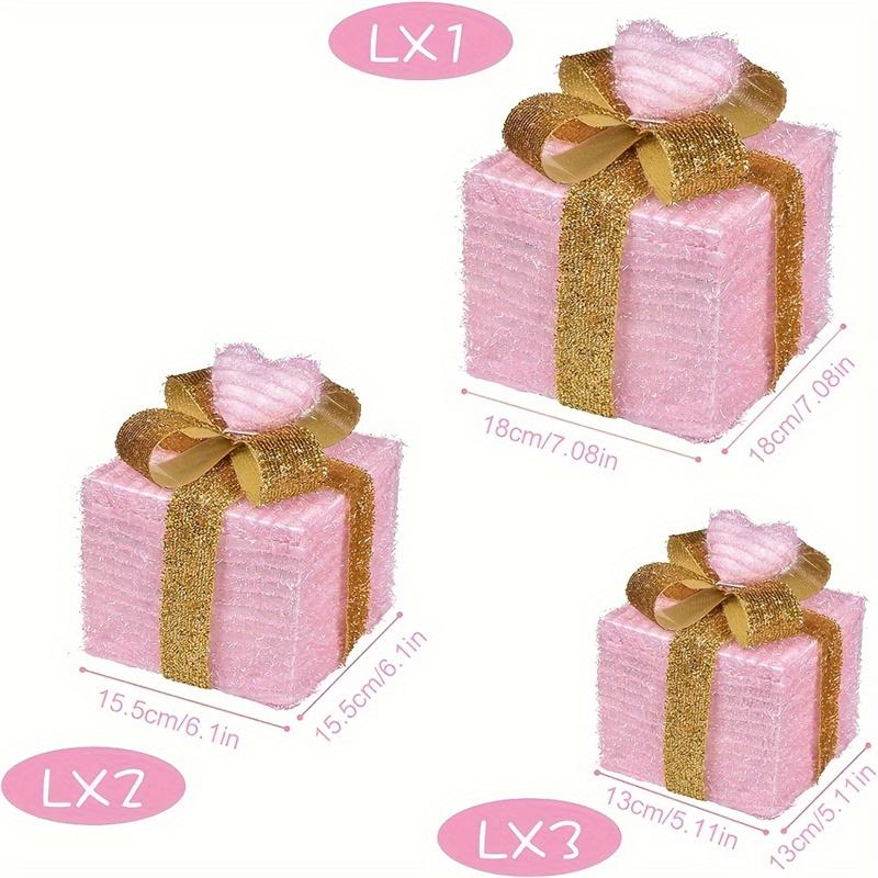 

Christmas Lighted Gift Boxes, 3 Pack Pink Lighted Christmas Boxes Light Up Present Boxes Decorations for Indoor Outdoor