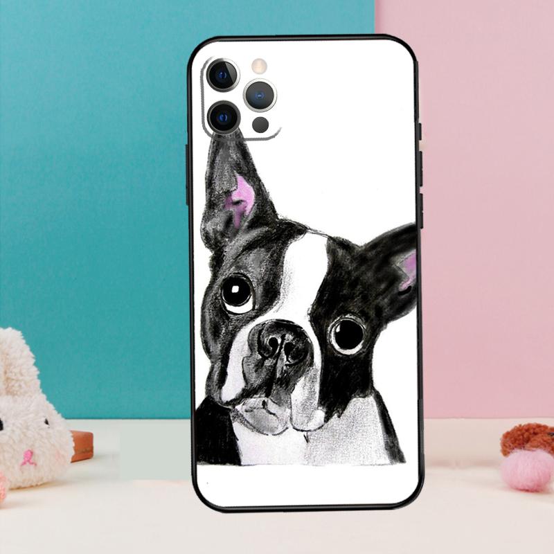Boston Terrier Dog Phone Case For iPhone 13 11 12 14 15 16 Pro Max Mini XR XS X Plus Back Cover Fundas