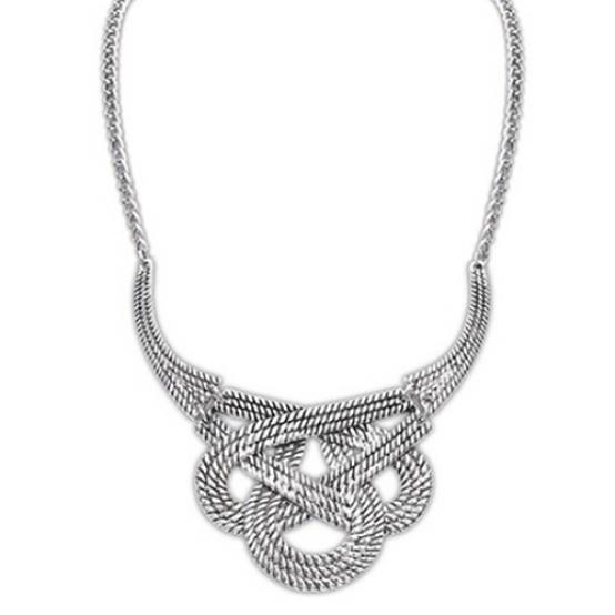 Women's Vintage Ethnic Hollow Knot Drop Pendant Statement Necklace Jewelry