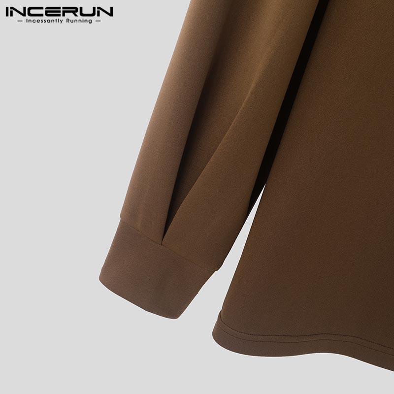 INCERUN Men O Neck Tie Up Long Sleeve Casual Loose Pullovers Oversized Sweatshirts