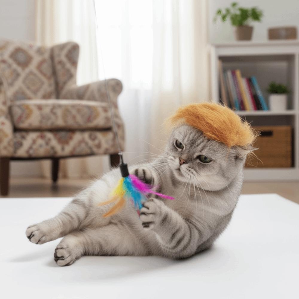 Auffällige Katze Gelbe Perücke Neuheit DIY Trimmen Haustier Cosplay Hut Verstellbare Polyester Katze Kopfschmuck Cosplay Event