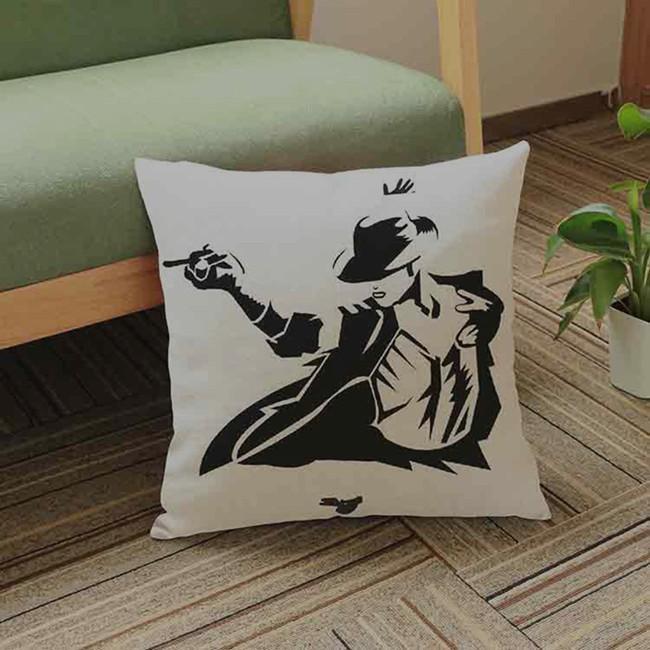 Supper Star Michael Jackson Black And White Portrait Cushion Cover Cotton Linen Decoration Bar Concert Hall Throw Pillow Case