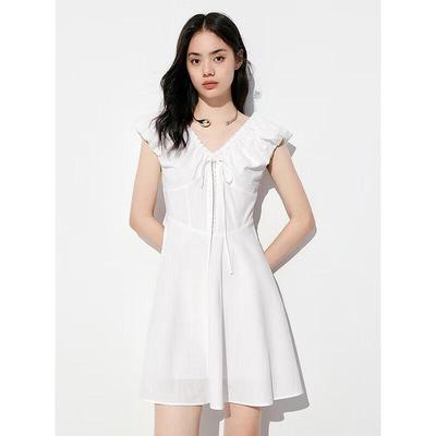 PEACEBIRD Women's Cloud Jacquard V-Neck Short Dress