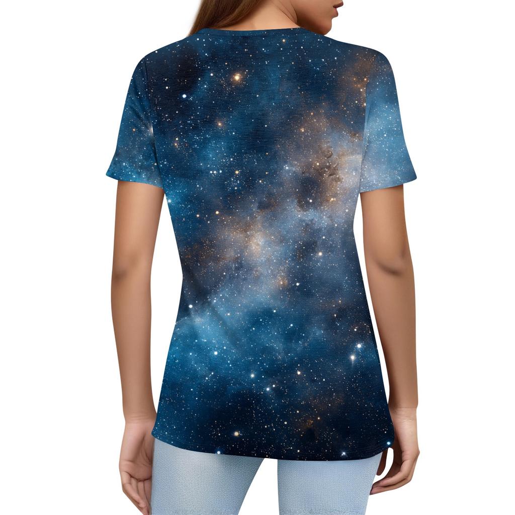 Women's T Shirt Print Button Short Sleeve Daily Weekend Fashion Basic V, Neck Regular Top