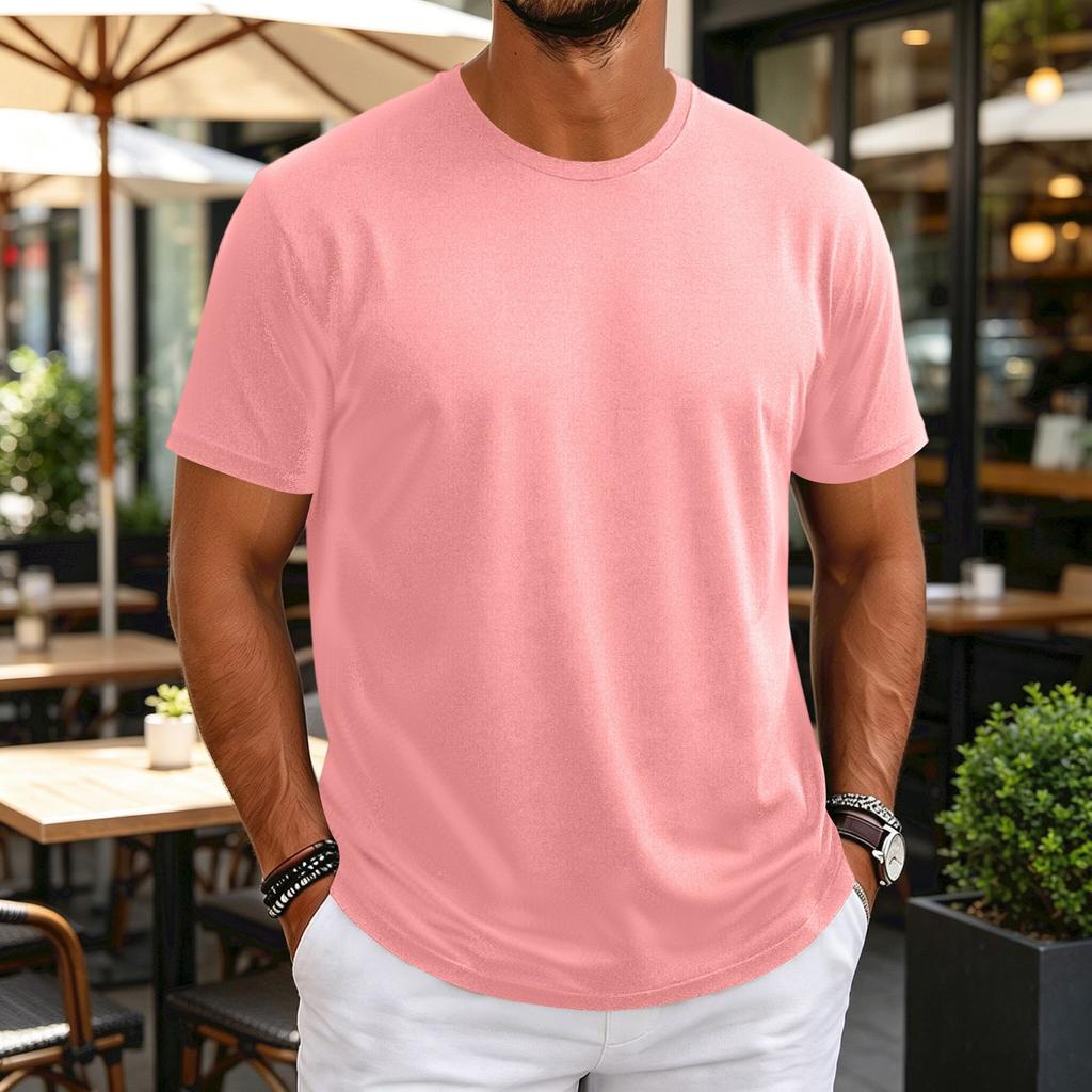 T-shirt da uomo girocollo a maniche corte, sottile, traspirante, elasticizzata, strato base per allenamento fitness