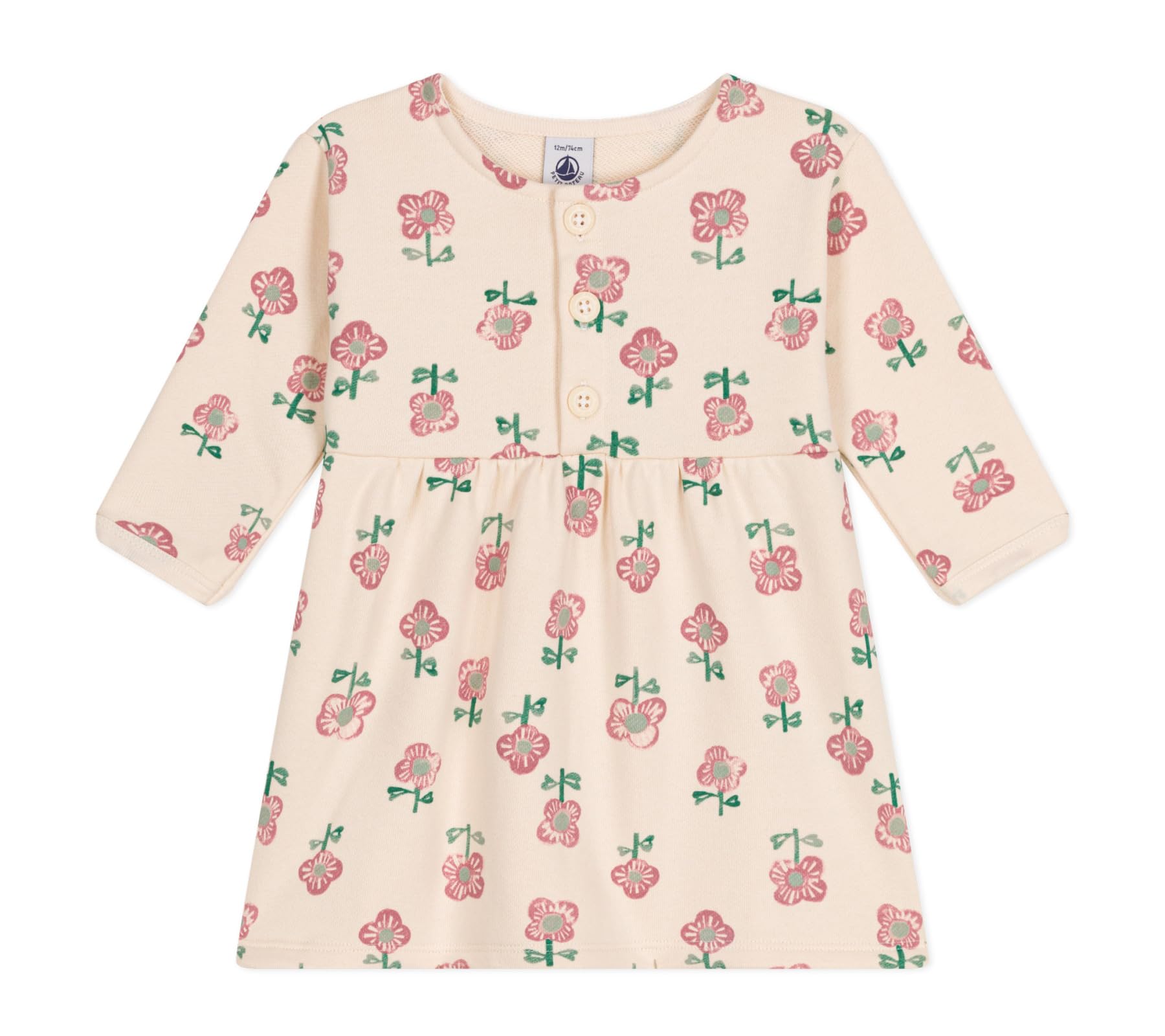

Sweat long sleeve dress A0BKI Milky 18 months 81cm [Petit Bateau] white/yellow