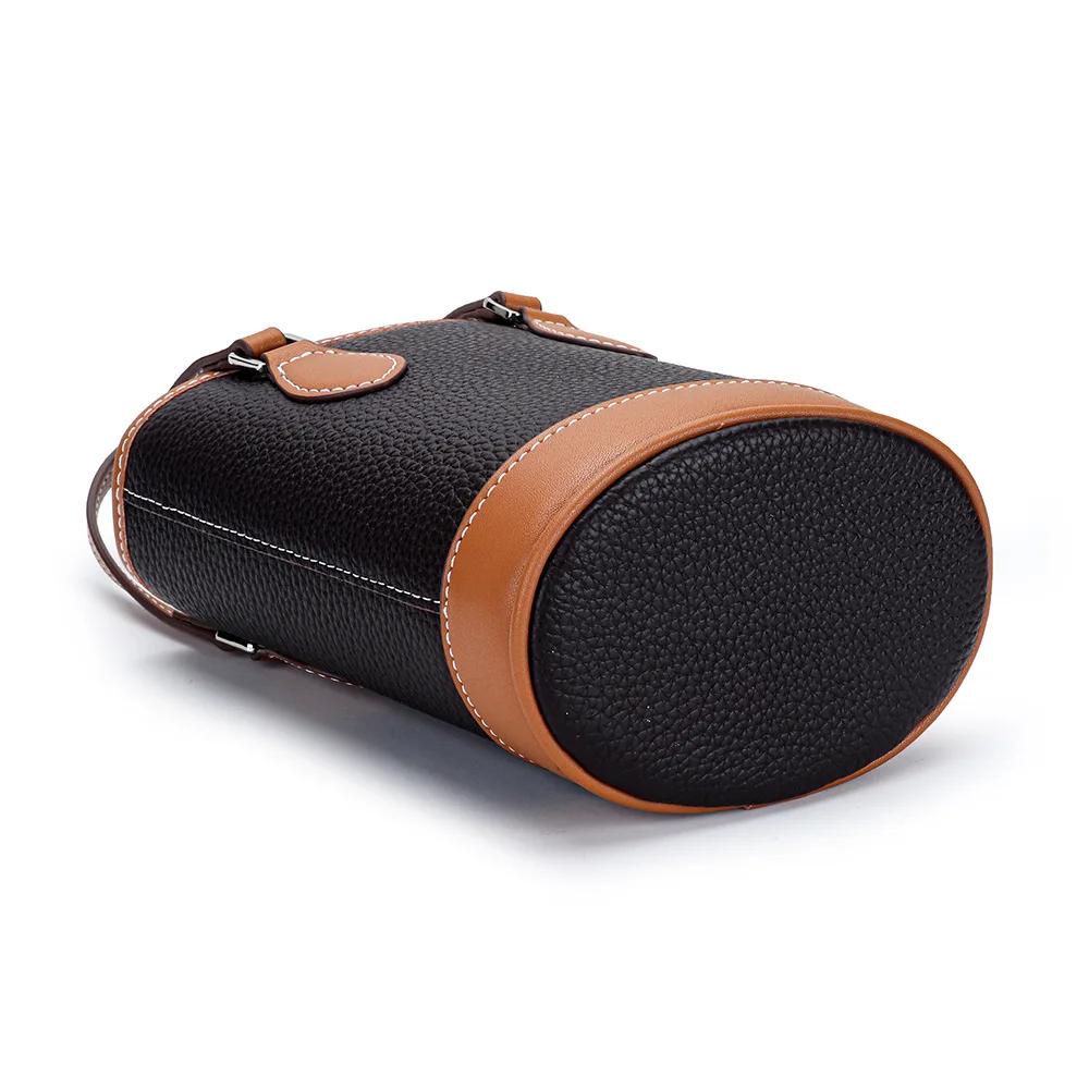 Luxury Women Cross Body Bags Trendy Genuine Cow Leather Lunch Bag Bucket Bag Food Basket Amazon Picnic Handbag Soft Top-handle