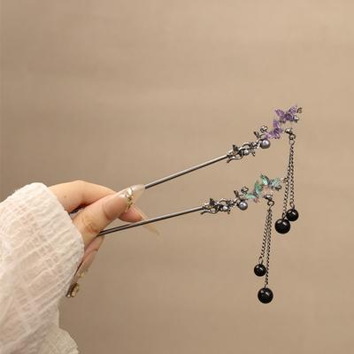 Neo Chinese Style Hairpin For Women Elegant Exquisite Butterfly Flower Tassel Hair Stick Girls Fashion Jewelry Hair Accessories