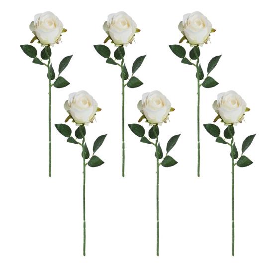 6 Pcs Artificial Rose Flowers Faux Rose Blooms with Long Stems Realistic Long-lasting Fake Roses for Wedding Home Decoration