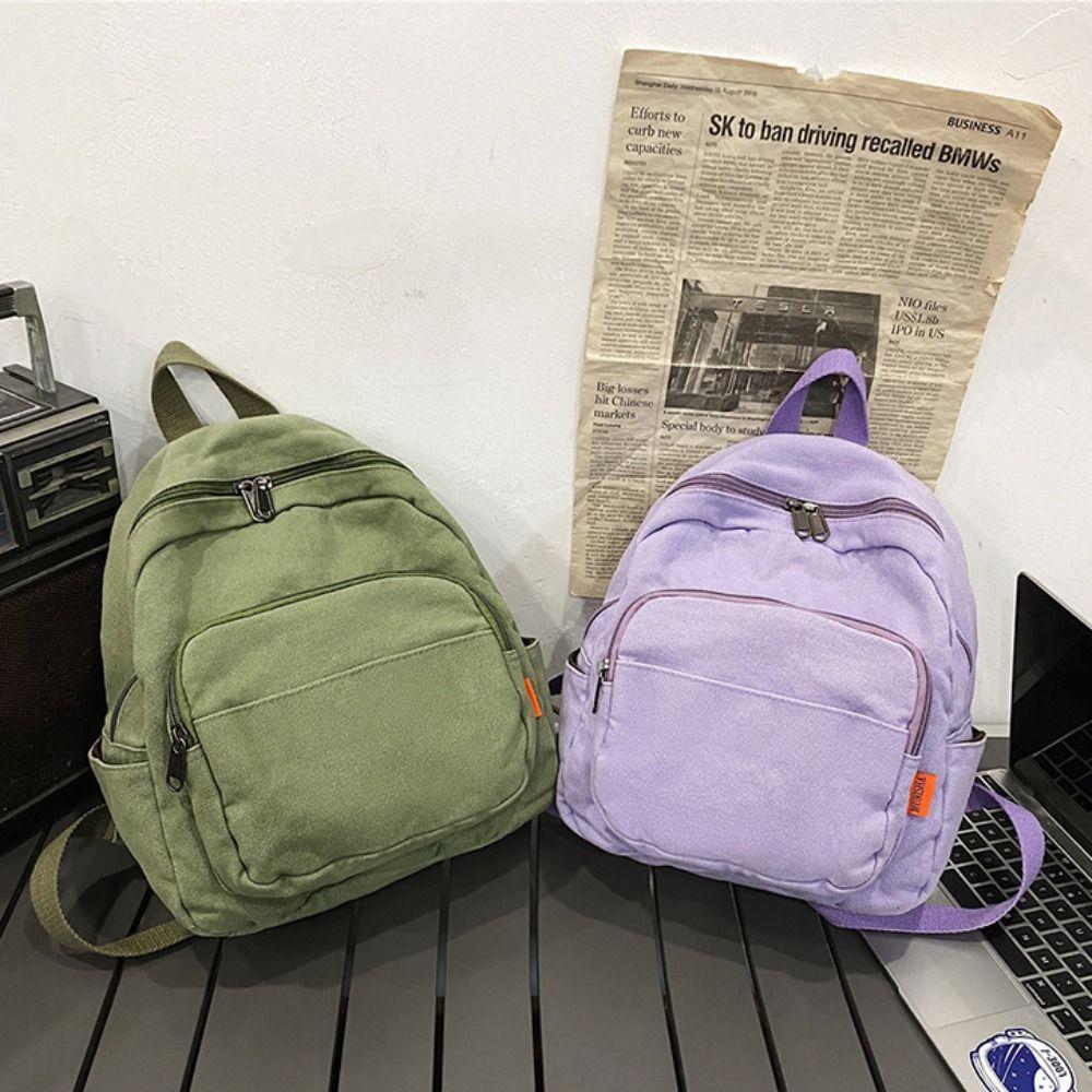 Retro Schoolbag Simple Shoulder Bag Leisure Fashion Canvas Leisure Backpack  Student