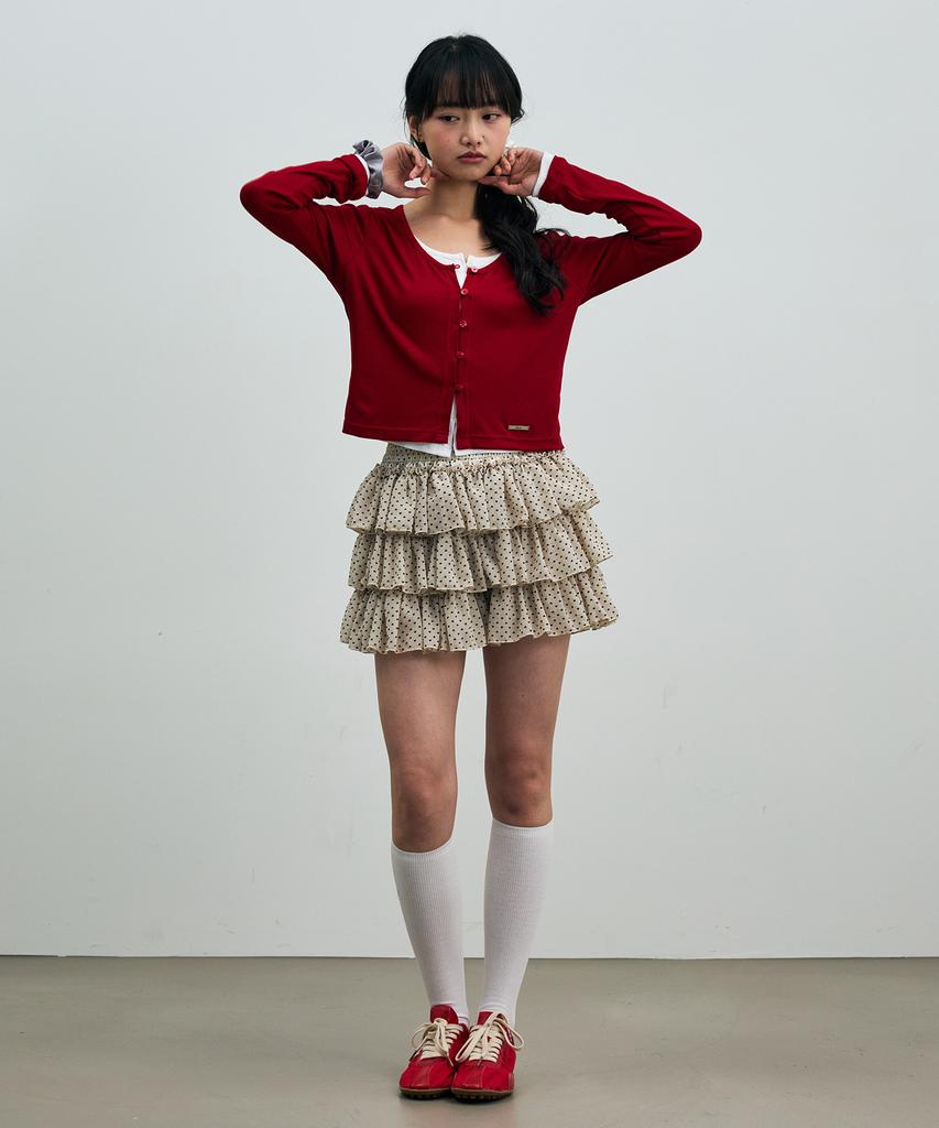 Alikim Mini Heart Cancan Skirt Pants / Beige