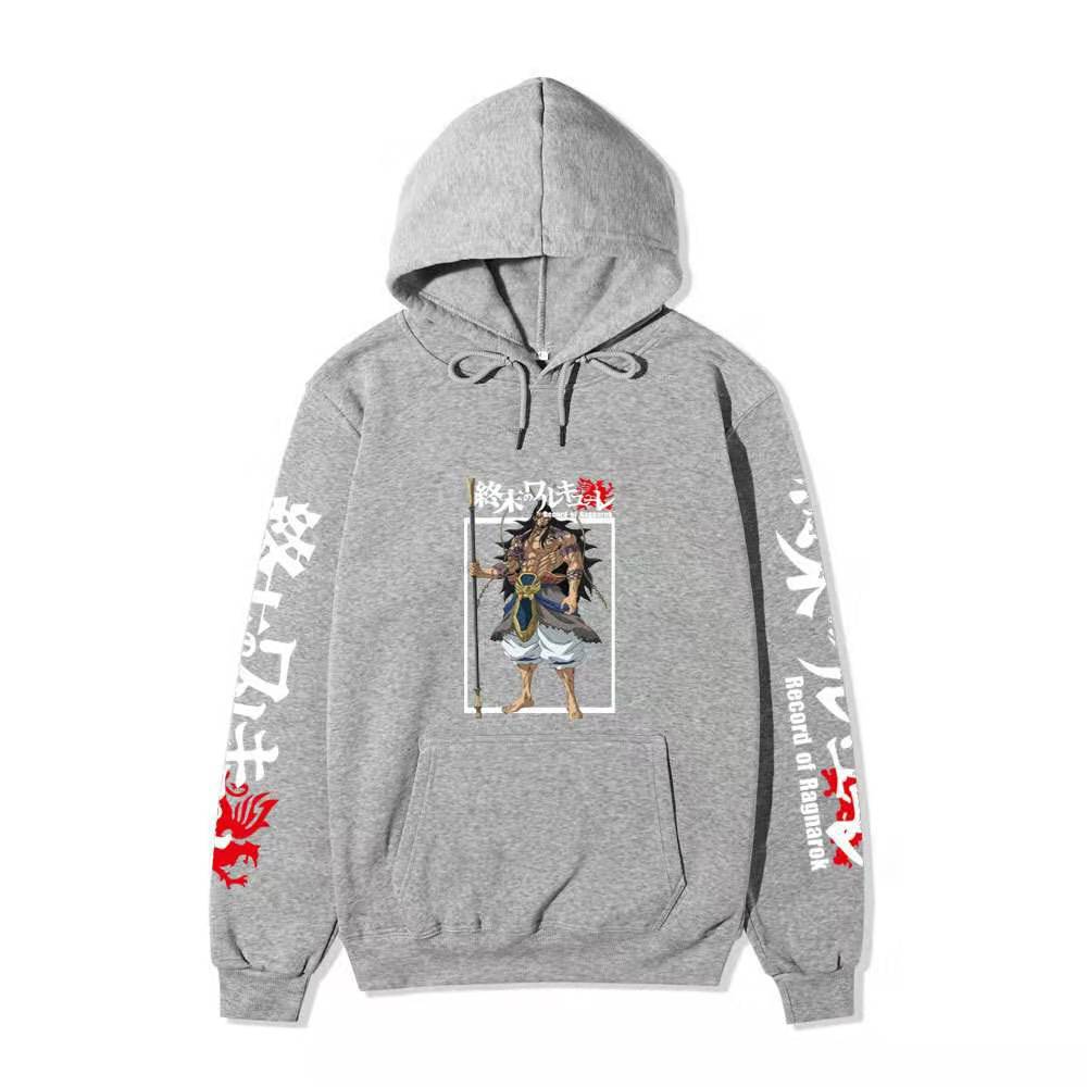 Record of Ragnarok Lu Bu Vollfarbiger Anime Hoodie Japanischer Drachen-Ärmeldruck Lässiger Pullover mit langen Ärmeln Sweatshirt