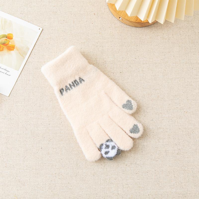 Women's Winter Gloves - Cute Fleece-Lined Warm Touchscreen Cycling Gloves with Five Fingers