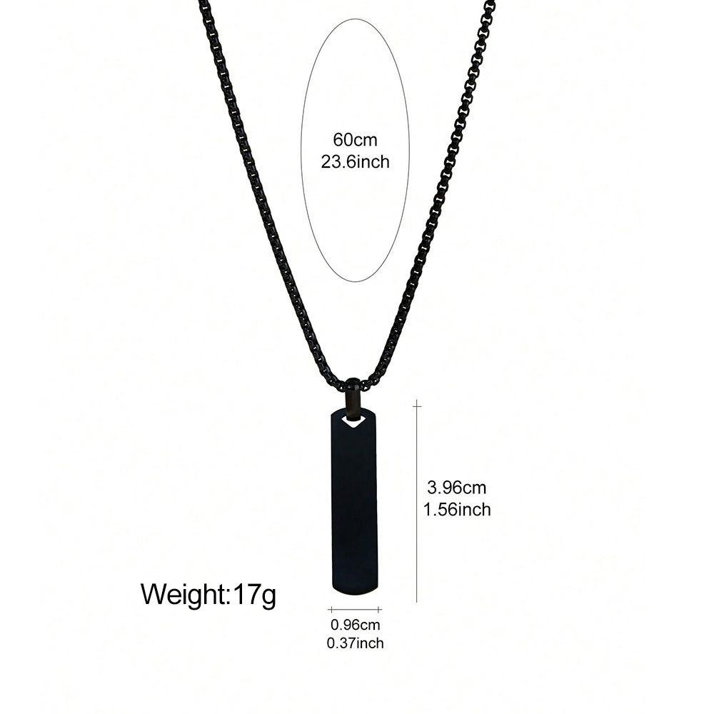 Stainless Steel Smooth Three-dimensional Strip Can Be Engraved Men's Simple Fashion Titanium Steel Necklace