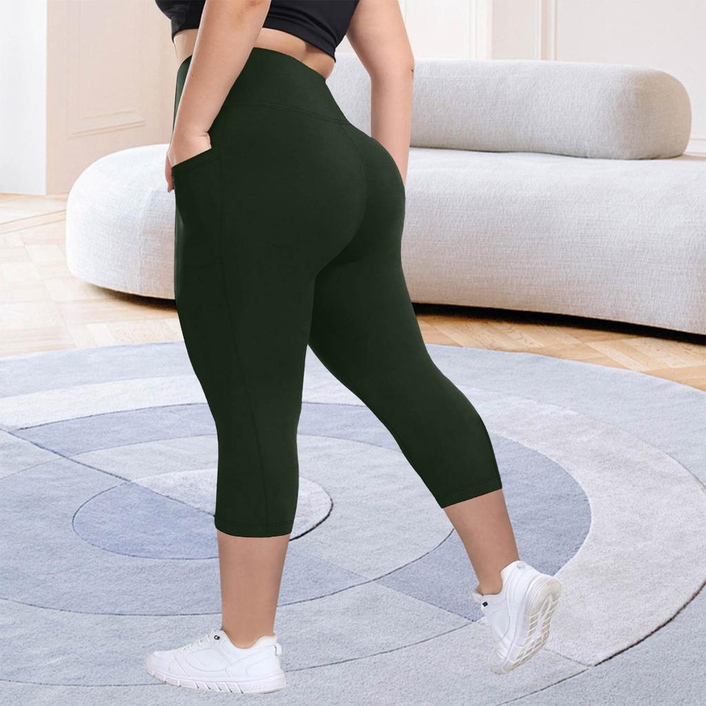 Women's Fashionable Casual Plus Size Athletic Leggings With High Waist And Butt-Lifting Effect 7/8 Length Yoga Shorts