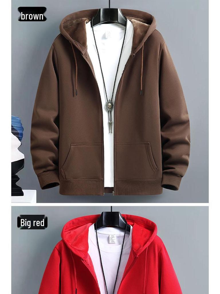 2024 Men's American Trend Hooded Cardigan Sweatshirt: Spring/Autumn Zip-Up Jacket for Couples