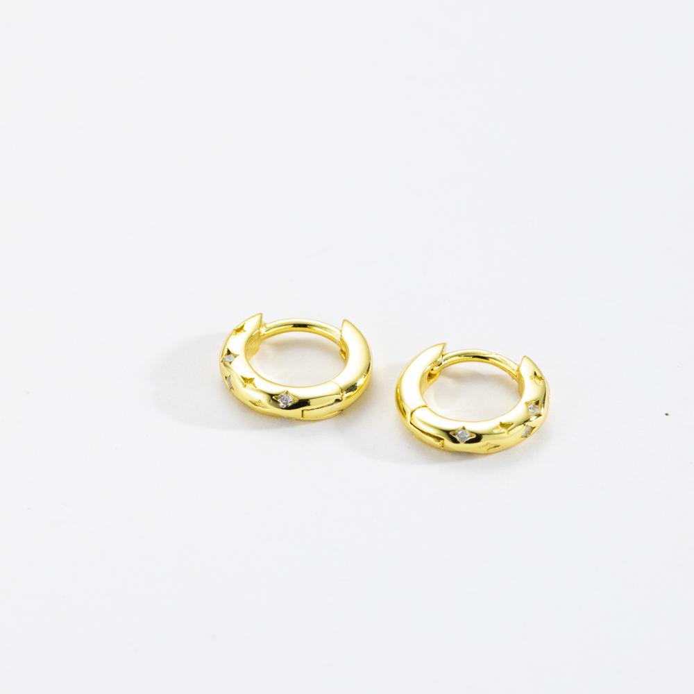 ANDYWEN 100% 925 Sterling Silver Gold 7mm Star CZ Hoops Women Hoops Rock Punk Fine Jewelry Valentiens Gift