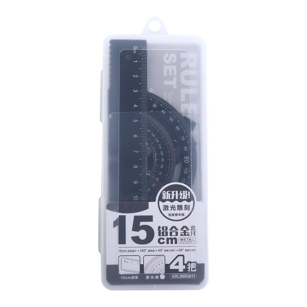 High Quality Hollow Compass School Maths Geometry Aluminium Ruler Set Metal Rulers Drafting Supplies Examination Stationery