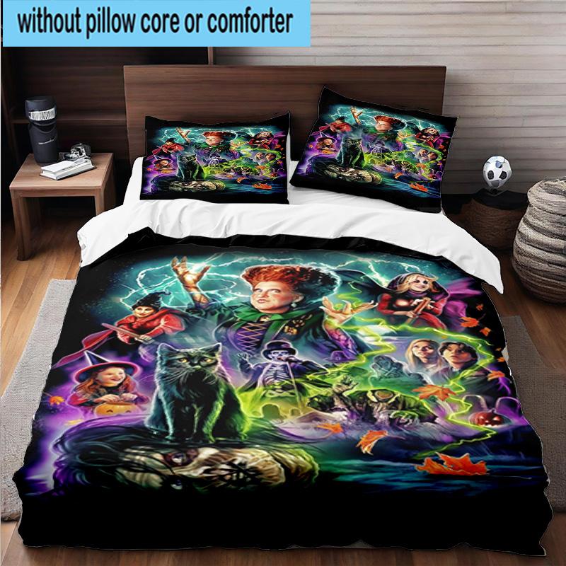 3PCS Halloween witch 3pcs Bedding,Including 3PCS Duvet Cover And 2pcs Pillowcases Perfect for Christmas,Ideal for Bedroom, Dormitory