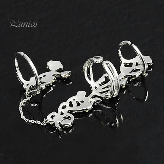 Finger Chain Ring Flower Pattern Jewelry Adjustable Women's Fashion Women Link for Wedding