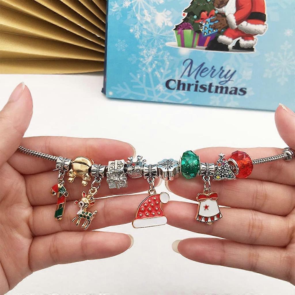 Christmas Advent Calendar 2022 for Girls Women DIY Charms Jewellery Bracelet Making, 2 Bracelets Set 24 Days
