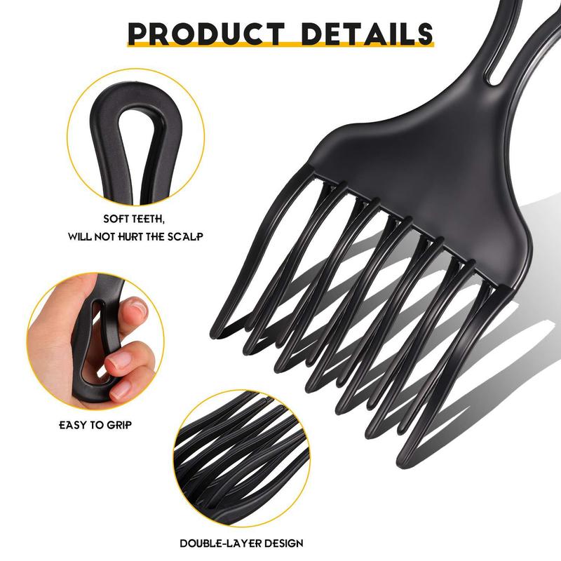 1Pc Pro High& Low Gear Comb Insert Afro Hair Pick Big Tooth Comb Hair Fork Plastic Curl Hairbrush Anti-static Hair Styling Tool