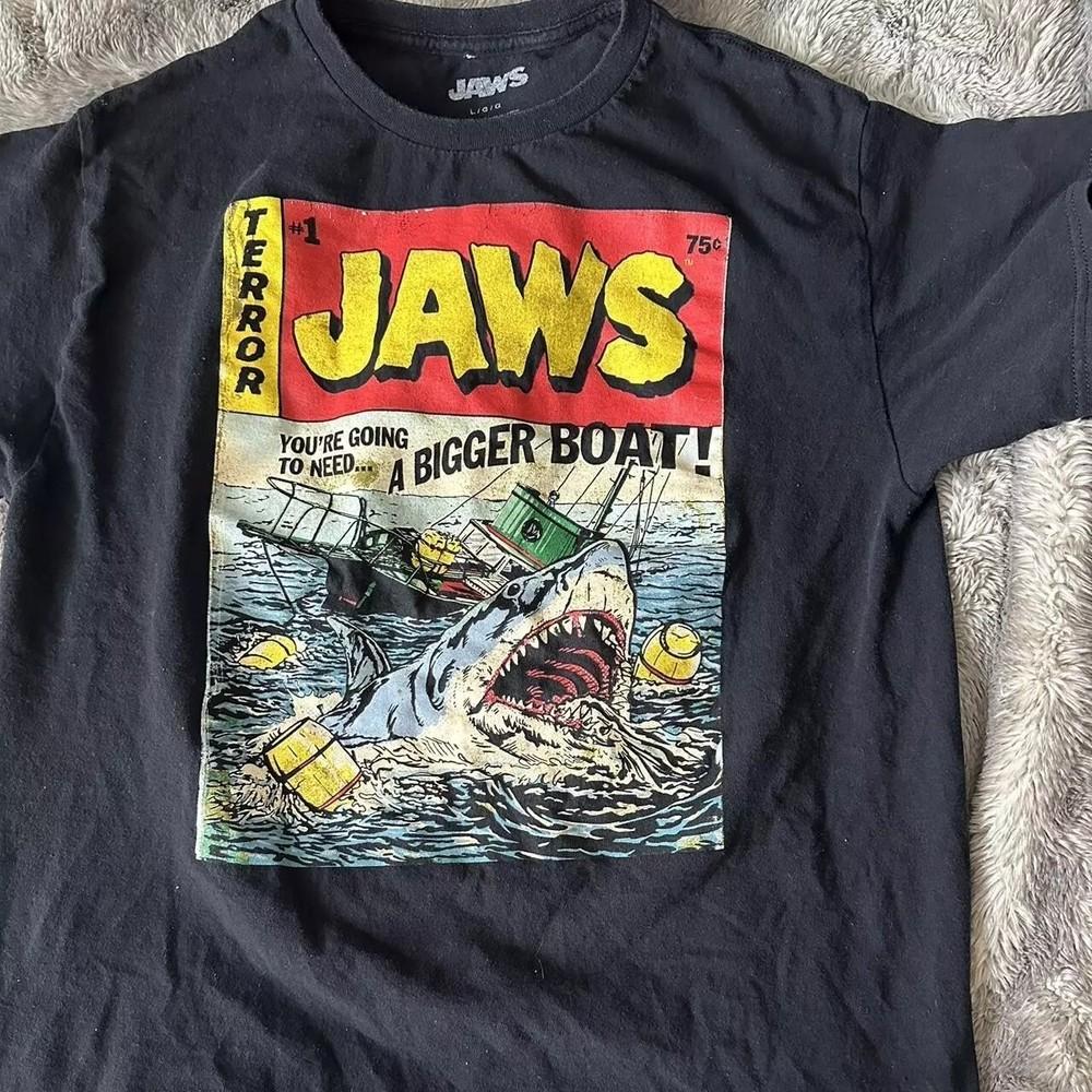 Jaws Movie 90s Horror Graphic Black T shirt Unisex Men Women S-5XL Unisex T-Shirt XL