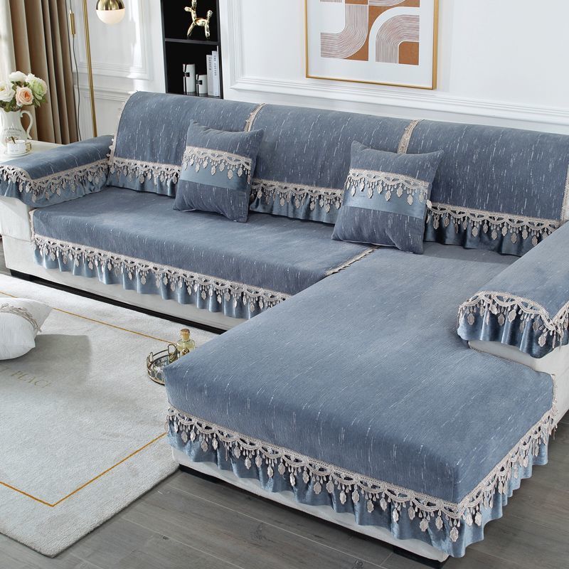 Alfombra de Sofá Chenilla Jacquard Antideslizante Minimalista Moderna Toalla para Respaldo Lujo Ligero Decoración para Sala de Estar del Hogar Cubre Sofá Suave