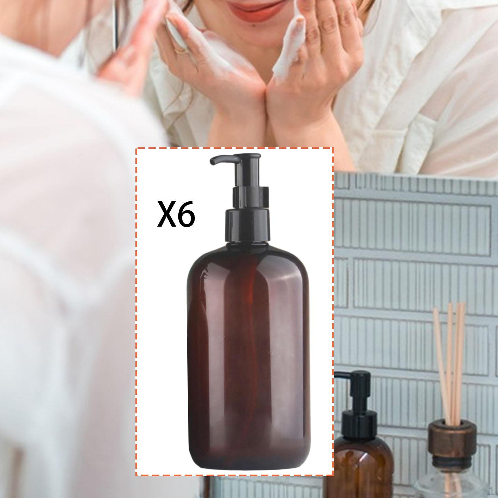 

6 Pieces Liquid Hand Soap Dispenser Pump Bottle Portable Leakproof Refillable for Dorm brown black 500ml