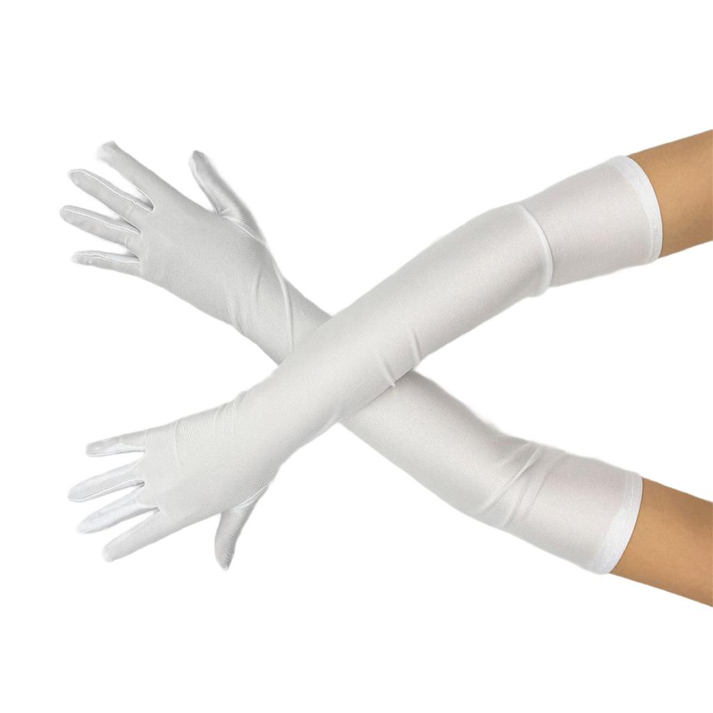 1920s Costume Props Gloves Evening Galas Gloves with Long Length Wedding Bride Gloves Formal Occasion Ceremonial Gloves