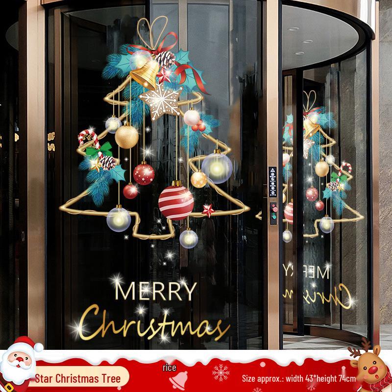 Christmas Tree Ornaments & Window Clings Set: Festive Static Stickers for Glass, Doors, and Holiday Decor