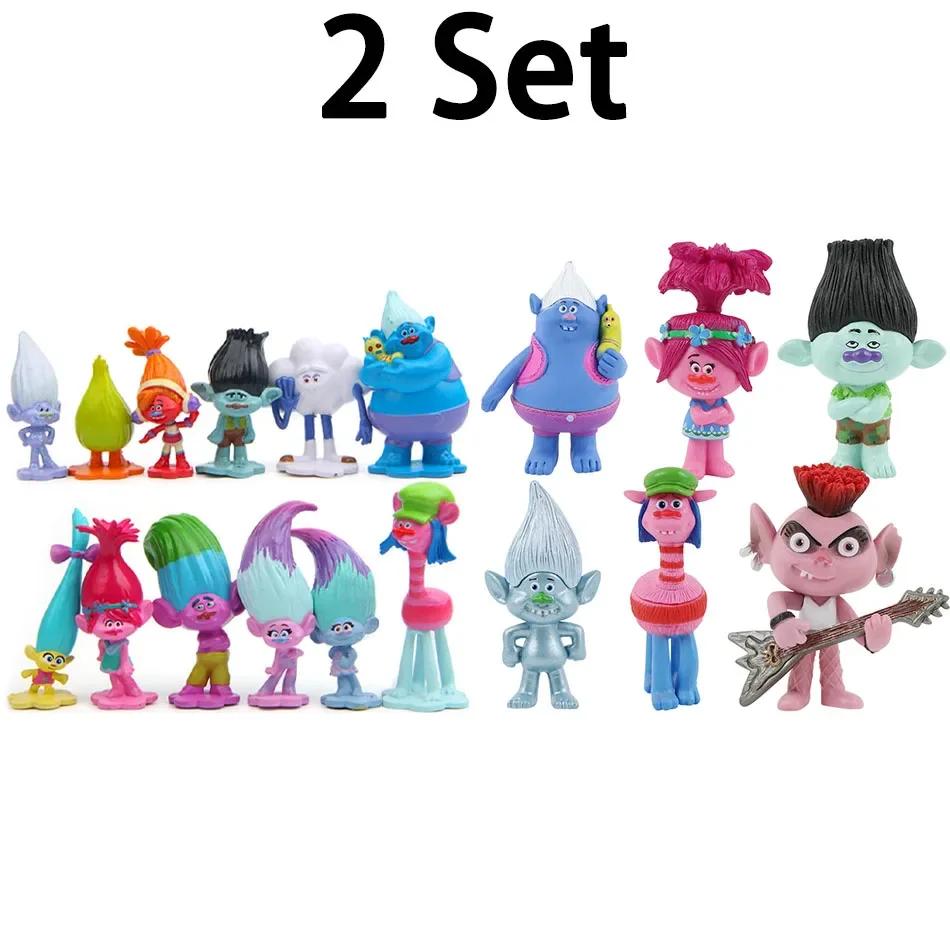18PCS Trolls Branch Critter Skitter Figure Cool Cute Kawaii Anime Figure Toy Doll Model Decoration room decoration Birthday Gift