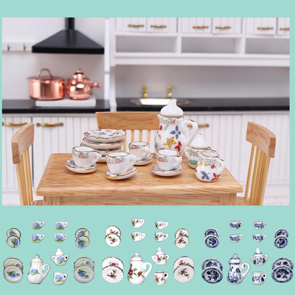 Mini Ceramic Tea Set Perfect Play Toy for Kids - Miniature Food Dishes Cups Plates For Children Tea Cups